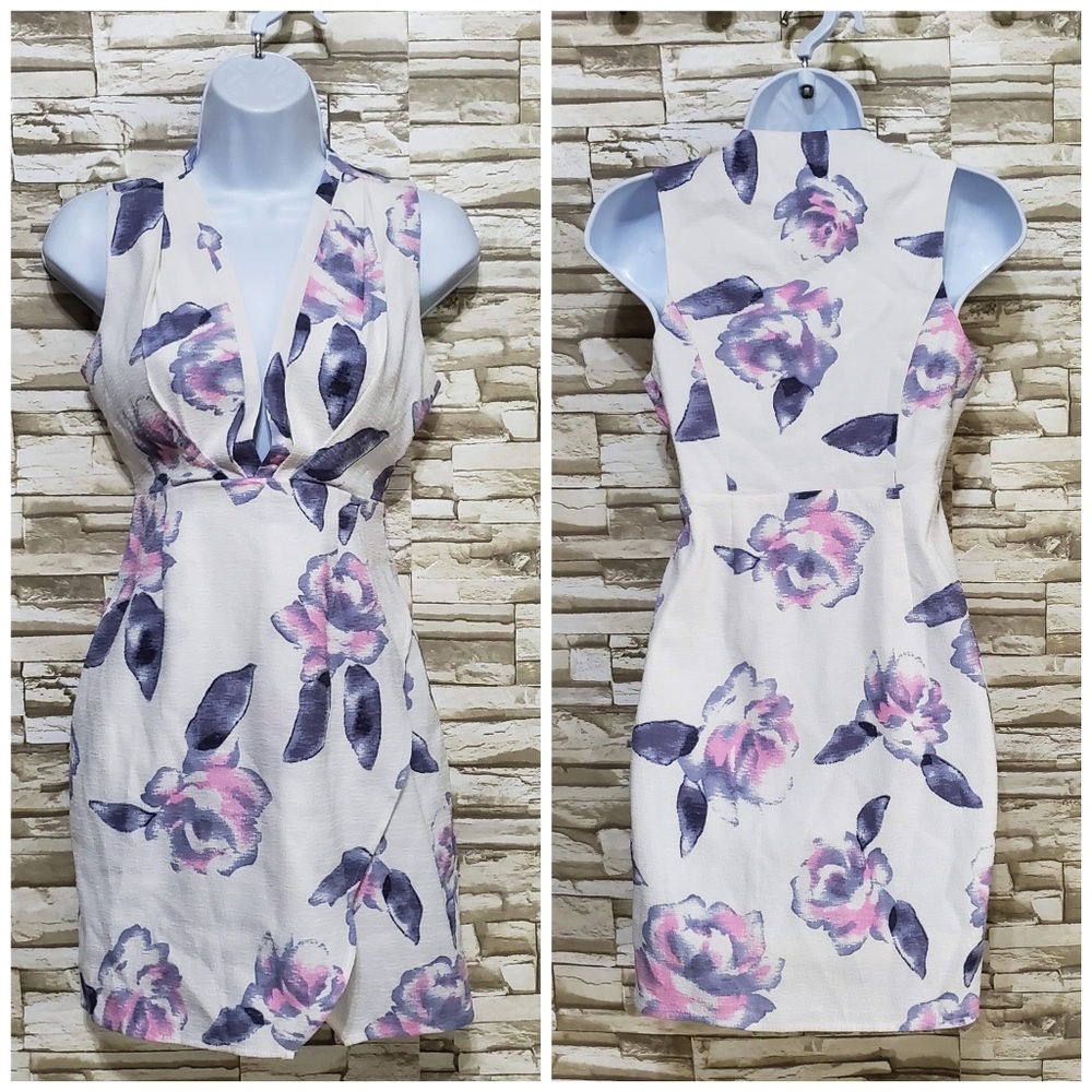 Tobi Floral Sleeveless Low Cut Mini Dress Sz XS